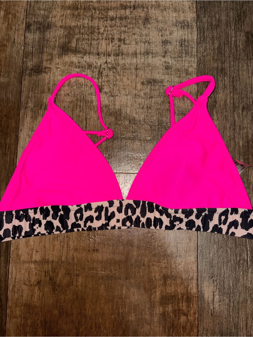 SHEIN Hot Pink Cheetah Print Bikini Top Size Medium